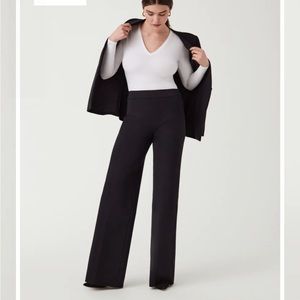 NWT Spanx Perfect Pant Wide Leg Black High Rise Revolve Evereve